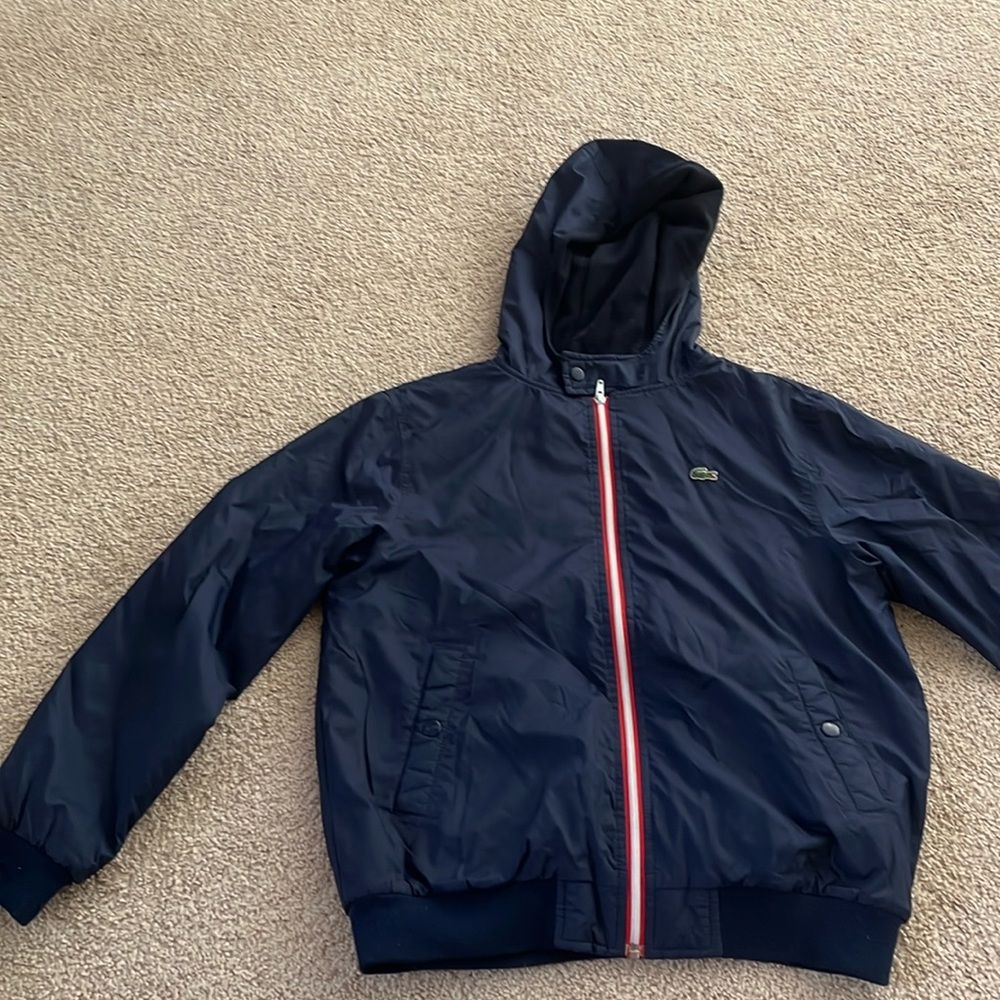 Lacoste fleece lined windbreaker with fleece lined hood